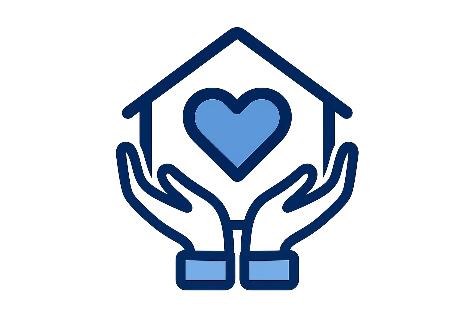 Cartoon hand holding a house icon representing guest-centric values